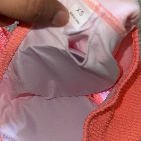 Women's One Shoulder Top with Mid Waist Two Piece swimsuit,XS NWOT coral pink - Picture 12 of 12